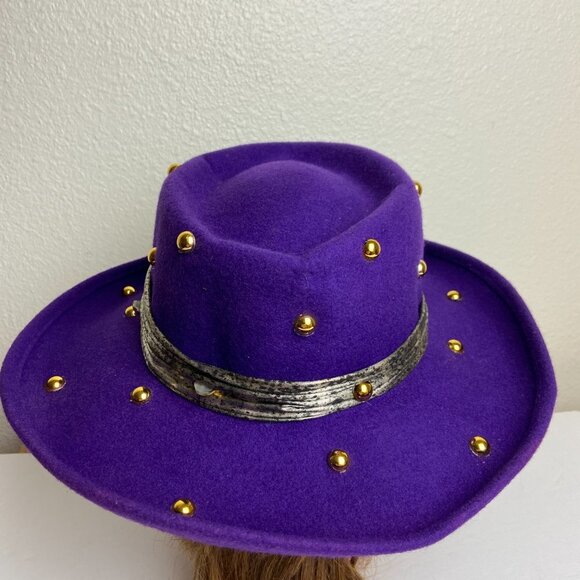 Vintage Purple 100 % Wool Hat Decorated Evening Party main image 6